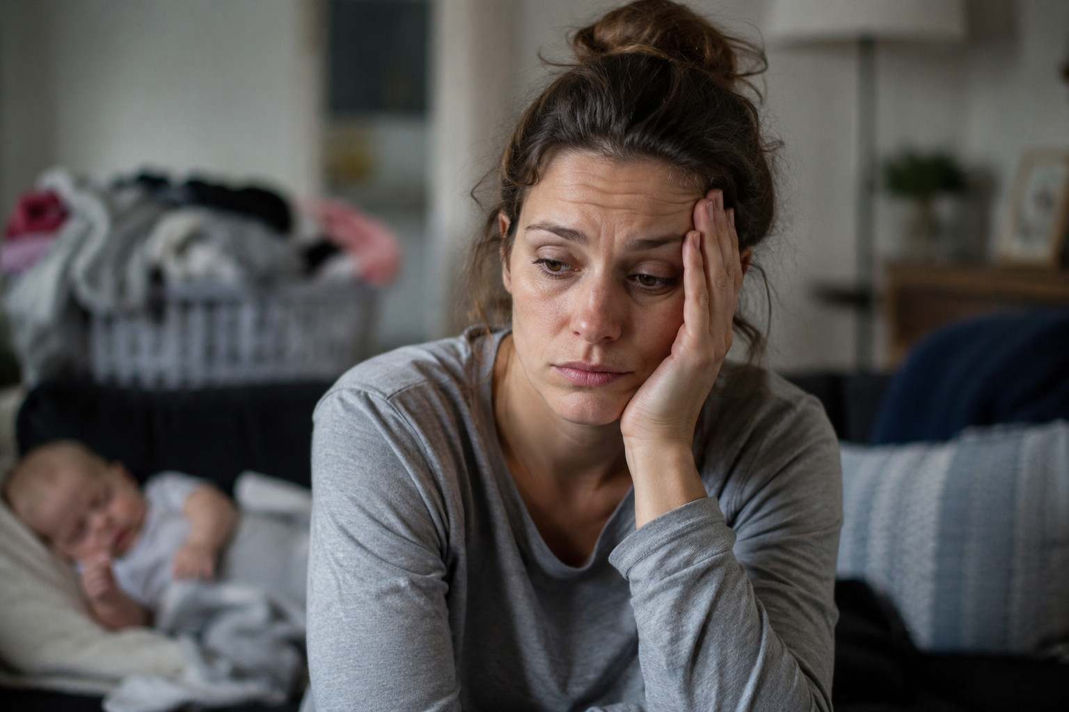Træt mor til et barn med autisme eller ADHD